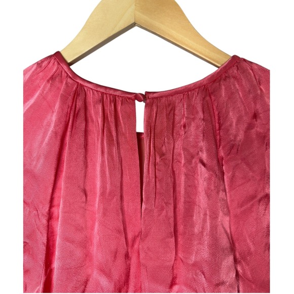 Saylor Zulu Pink Gathered Puff Sleeve Mini Dress Women's Size L Party Cocktail - Picture 7 of 10